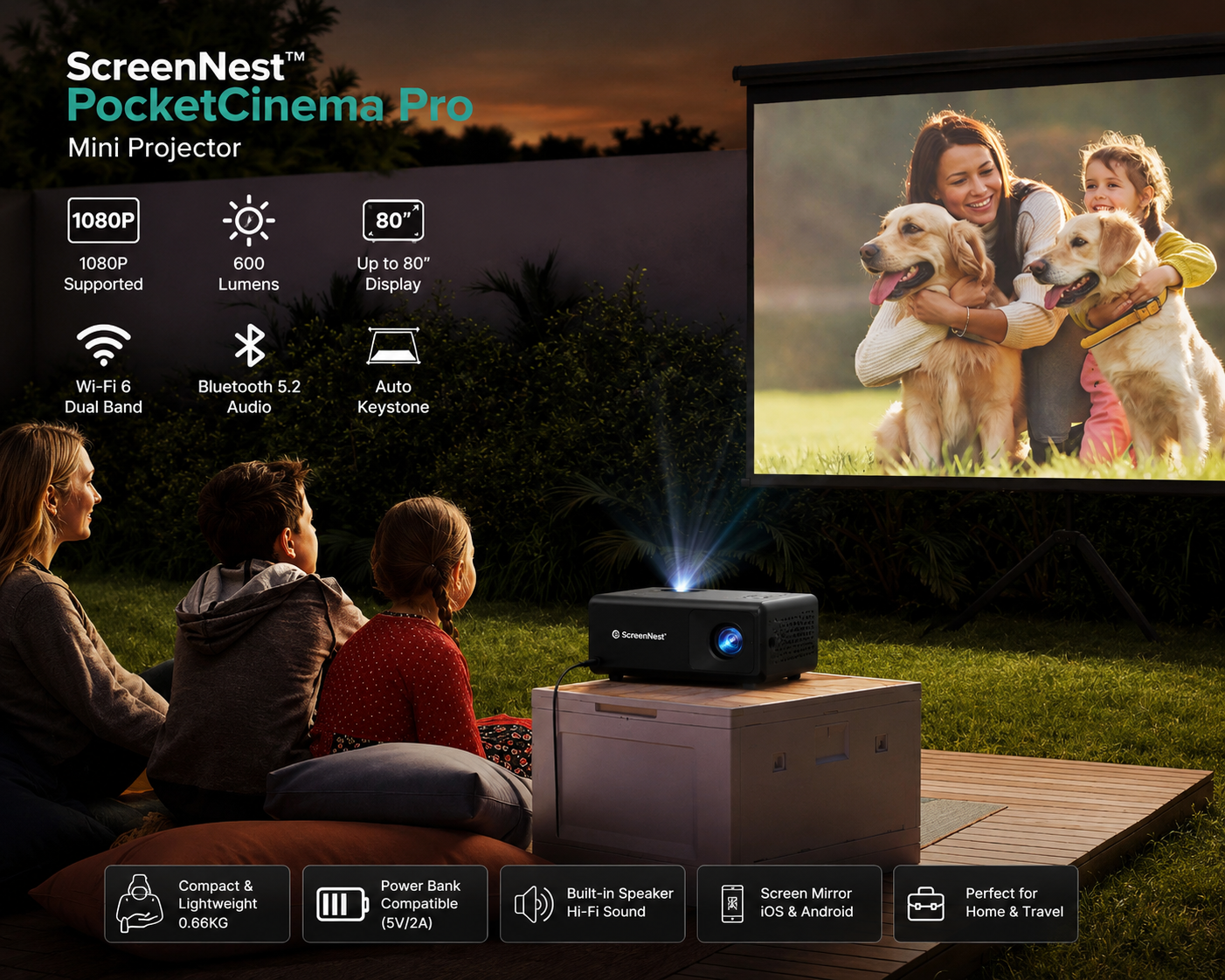 ScreenNest™ PocketCinema Pro Mini Projector