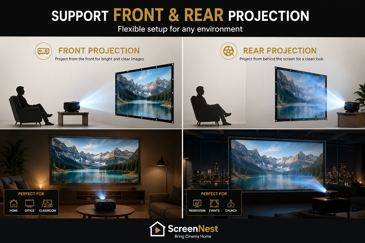 ScreenNest™ Foldable Projector Screen 16:9