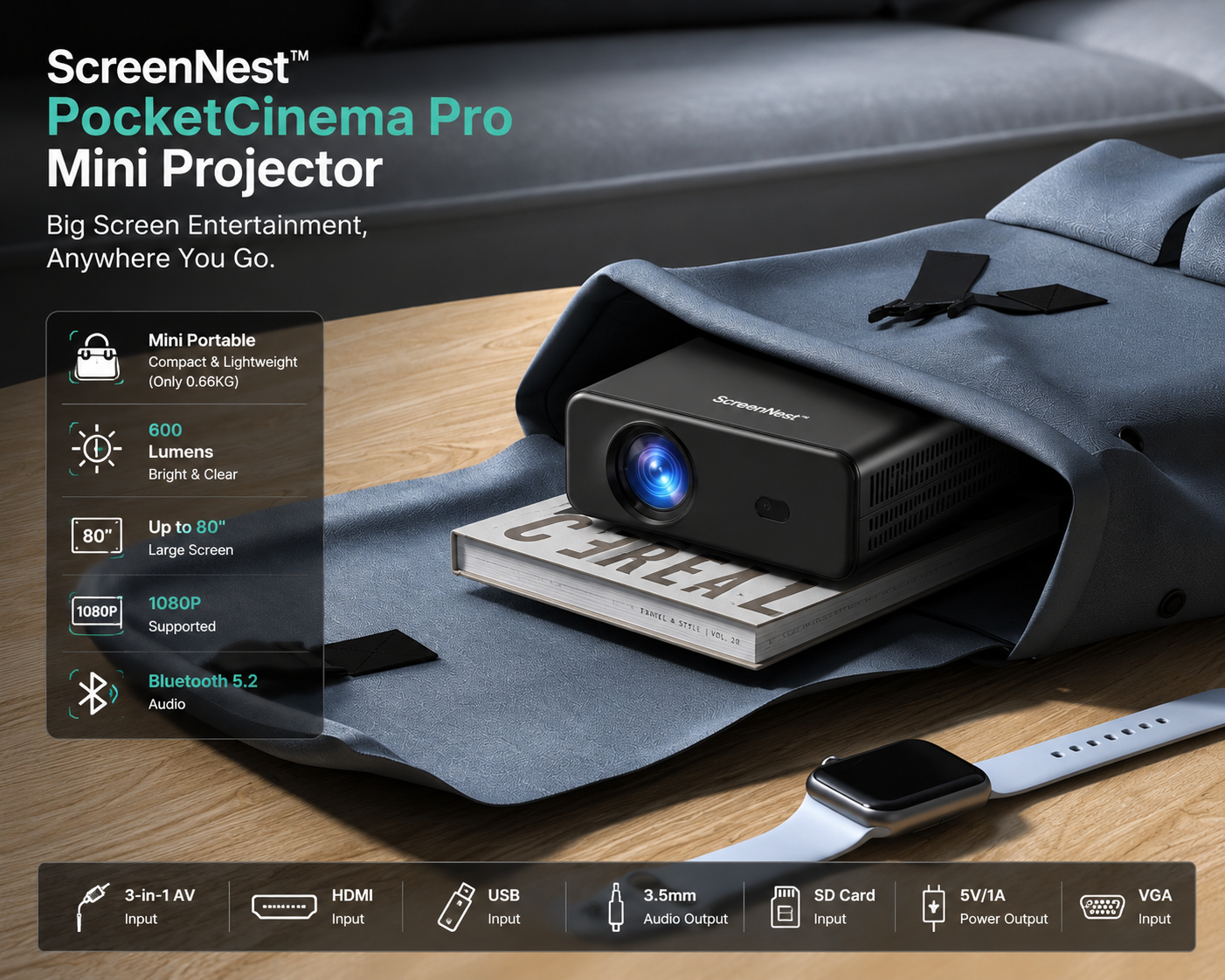 ScreenNest™ PocketCinema Pro Mini Projector